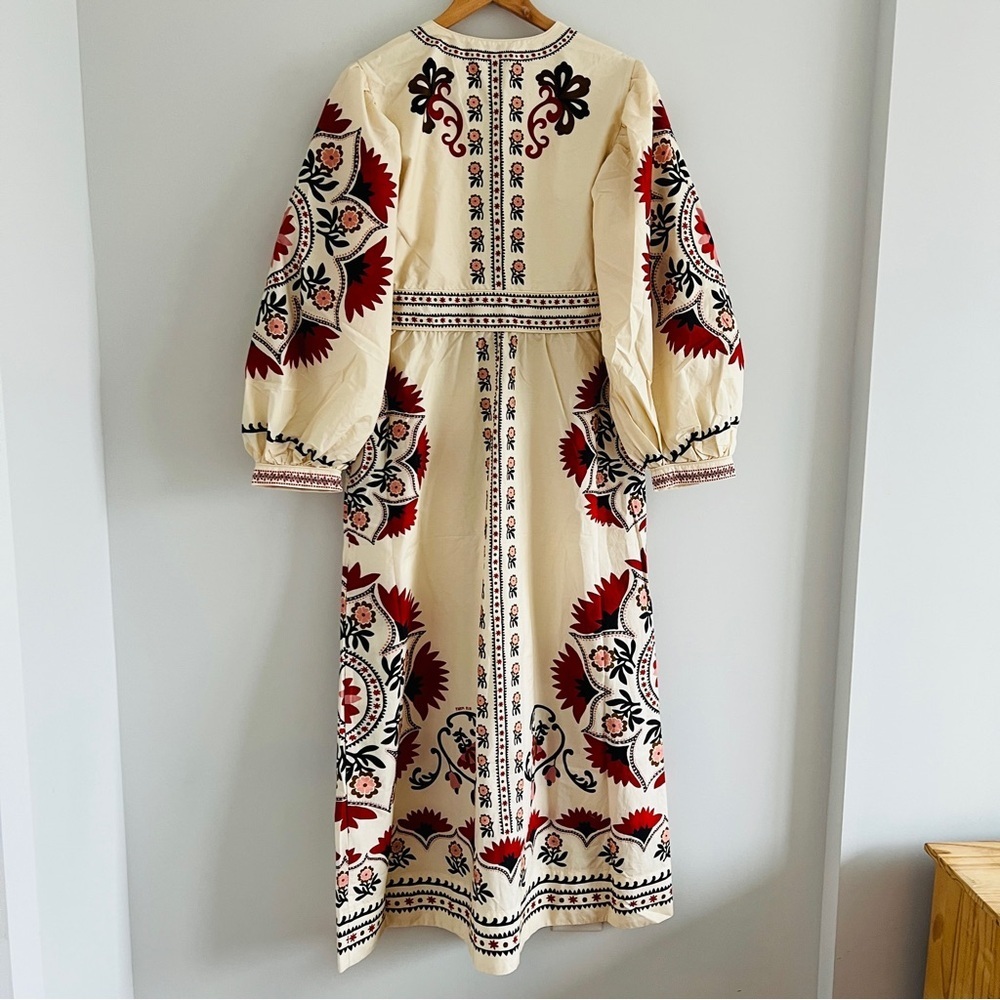 New Farm Rio Cream Cashew Mandala Maxi Dress Size Small - Picture 7 of 9